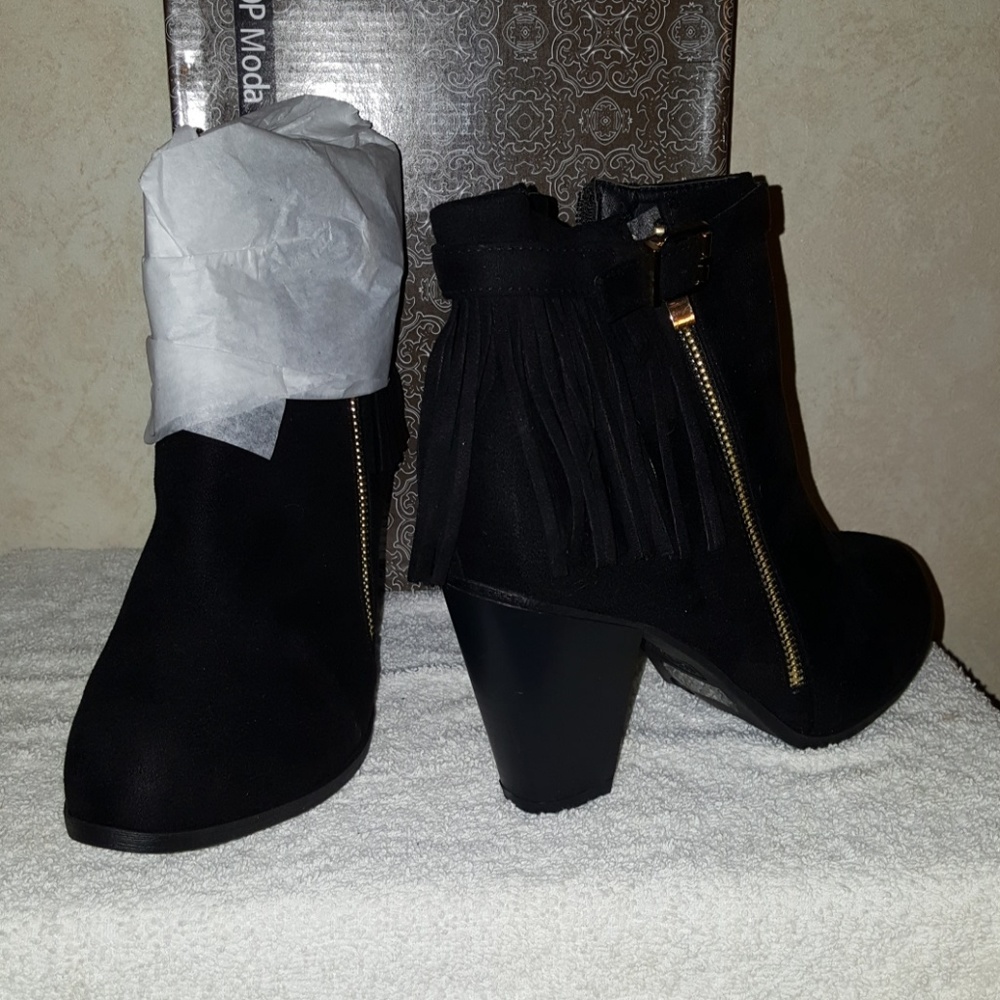 Black suede booties